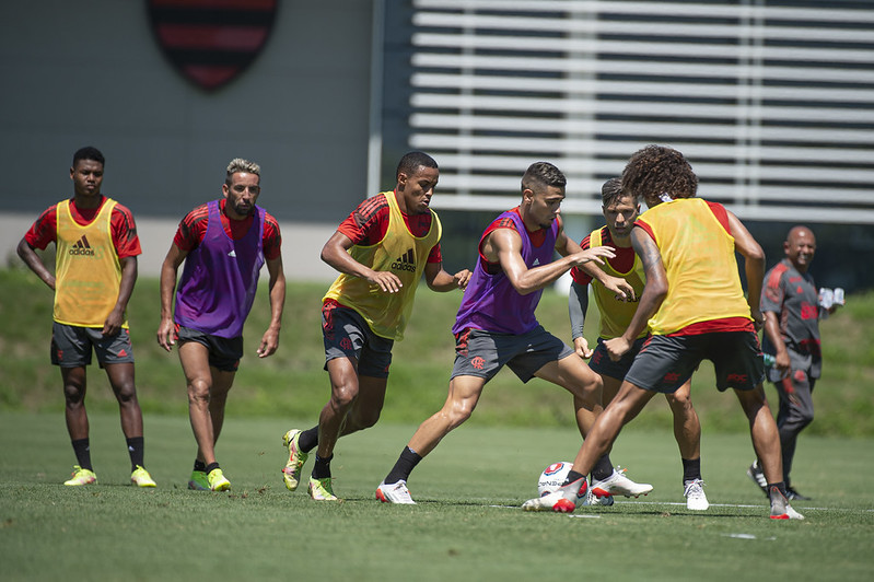 Sampaoli voltou a instituir prática de treinar no dia de jogo. Alexandre Vidal/Flamengo